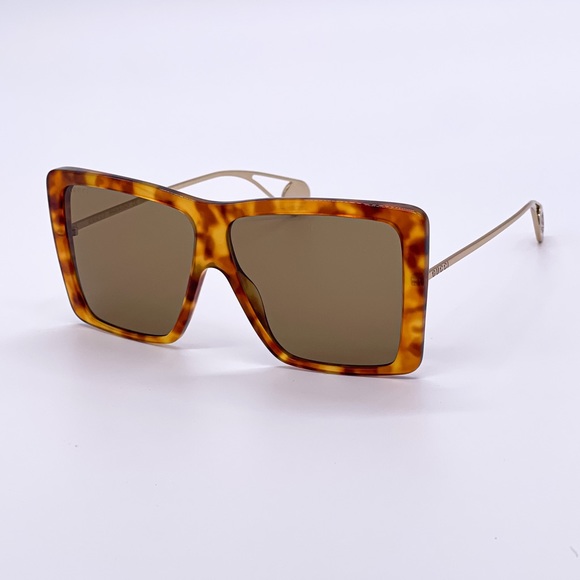 NEW GUCCI GG0434S HAVANA SHIELD SUNGLASSES GUCCI MASK EYEWEAR GUCCI - Picture 4 of 7